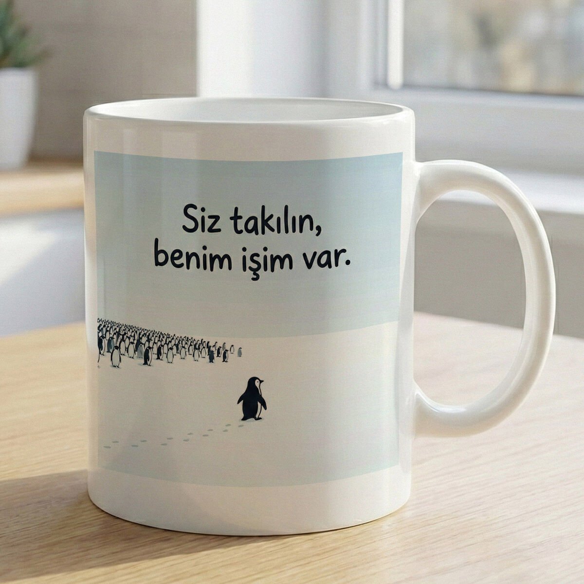 BK Gift Nihilist Penguen Beyaz Kupa Bardak -12, Ofis ve Hediye Kupası, Arkadaşa Hediye