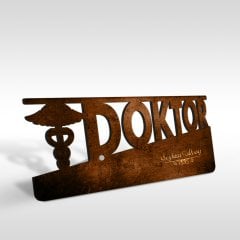 Kişiye Özel Mesleki Doktor Ahşap Masa İsimliği (Model E10)
