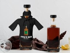 BK Gift Kişiye Özel Mini Siyah İçki Şişesi Tişörtü , Ev Bar Dekoru, Viski, Şarap, Votka, Rakı Şişesi Tişörtü, Ev Barı-17