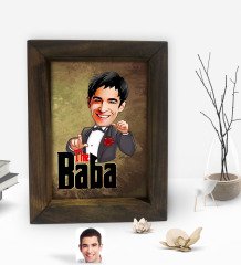 Kişiye Özel Baba Godfather Karikatürlü Dekoratif Doğal Masif Ahşap Çerçeve 15x20cm-8