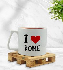 BK Gift I Love Rome Tasarımlı Middle Beyaz Kupa Bardak