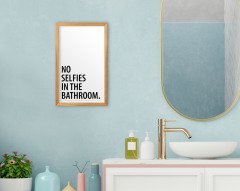 BK Home No Selfies In The Bathroom Dekoratif Retro Ahşap Tablo-1