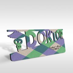 Kişiye Özel Mesleki Doktor Ahşap Masa İsimliği (Model E12)