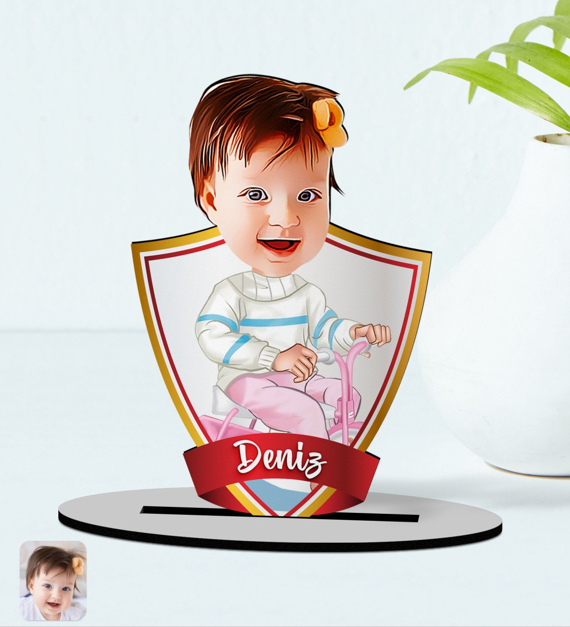 Kişiye Özel İsimli Bebek Karikatürlü Ahşap Biblo Model-4