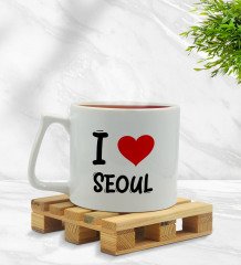 BK Gift I Love Seoul Tasarımlı Middle Beyaz Kupa Bardak