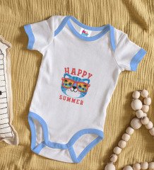 BK Kids Happy Summer Tasarımlı Mavi Bebek Body Zıbın-1