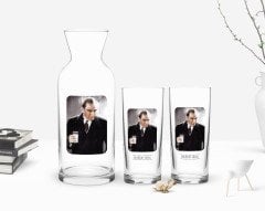 Kişiye Özel Renkli Baskılı Atatürk Temalı İkili Rakı Bardağı ve Karaf Hediye Seti-33