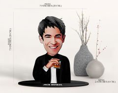 BK Gift Kişiye Özel Karikatürlü 3D Ahşap Biblo ve Siyah Mini İçki Şişesi Tişörtü Hediye Seti, Arkadaşa Hediye, Sevgiliye Hediye-3