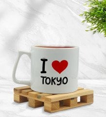 BK Gift I Love Tokyo Tasarımlı Middle Beyaz Kupa Bardak