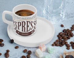 BK Gift Kişiye Özel Sunum Tabaklı İsimli Espresso Tasarımlı Kahve Fincanı-1, Arkadaşa Hediye, İş Hediyesi, Aileye Hediye