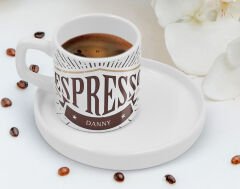 BK Gift Kişiye Özel Sunum Tabaklı İsimli Espresso Tasarımlı Kahve Fincanı-1, Arkadaşa Hediye, İş Hediyesi, Aileye Hediye