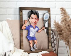 BK Gift Kişiye Özel Erkek Tenis Oyuncusu Karikatürlü 3D Ahşap Tablo, Sevgiliye Hediye, Arkadaşa Hediye, Yıl Dönümü Hediyesi, Doğum Günü Hediyesi-2