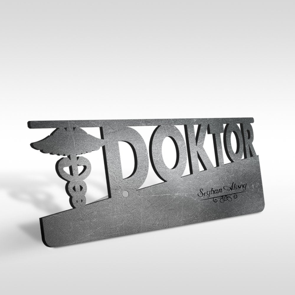 Kişiye Özel Mesleki Doktor Ahşap Masa İsimliği (Model E16)