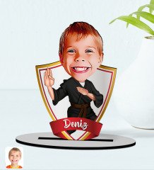 Kişiye Özel İsimli Çocuk Karateci Karikatürlü Ahşap Biblo Model-1