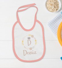 BK Kids Kişiye Özel Harfli İsimli Pembe Bebek Body Zıbın ve Mama Önlüğü Hediye Seti-2