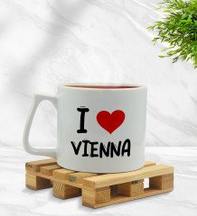 BK Gift I Love Vienna Tasarımlı Middle Beyaz Kupa Bardak