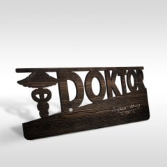 Kişiye Özel Mesleki Doktor Ahşap Masa İsimliği (Model E17)