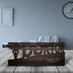 Kişiye Özel Mesleki Doktor Ahşap Masa İsimliği (Model E17)