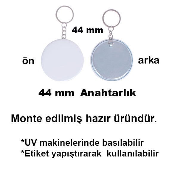 Uv Baskı İçin 44 mm Anahtarlık (50 adet)