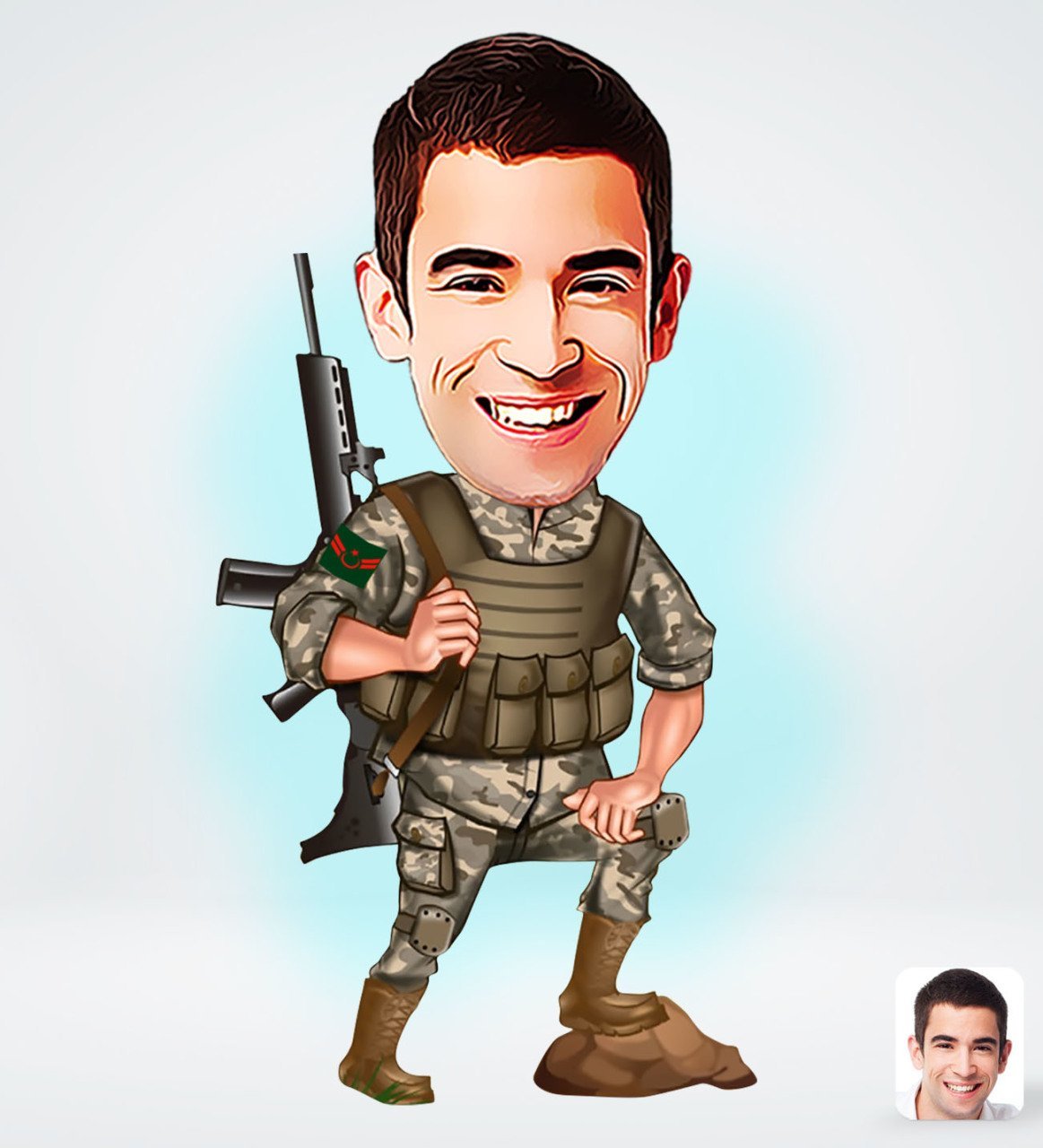 Kişiye Özel Uzman Çavuş Karikatürlü Sosyal Medya Dijital Profil Fotoğrafı - Model 1