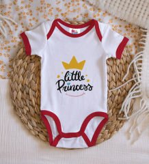 BK Kids Little Princess Tasarımlı Kırmızı Bebek Body Zıbın-1