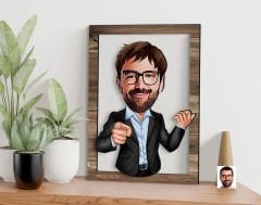 BK Gift Kişiye Özel Erkek Karikatürlü 3D Ahşap Tablo, Sevgiliye Hediye, Arkadaşa Hediye, Yıl Dönümü Hediyesi, Doğum Günü Hediyesi-1