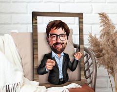 BK Gift Kişiye Özel Erkek Karikatürlü 3D Ahşap Tablo, Sevgiliye Hediye, Arkadaşa Hediye, Yıl Dönümü Hediyesi, Doğum Günü Hediyesi-1