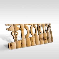 Kişiye Özel Mesleki Doktor Ahşap Masa İsimliği (Model E19)