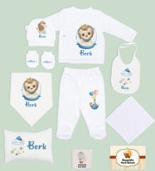 BK Kids Kişiye Özel 10 Parça Beyaz Hastane Çıkışı Battaniye ve Yastık Hediye Seti, Yeni Doğan Bebek Giyim Hediyesi-8