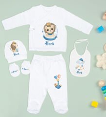 BK Kids Kişiye Özel 10 Parça Beyaz Hastane Çıkışı Battaniye ve Yastık Hediye Seti, Yeni Doğan Bebek Giyim Hediyesi-8