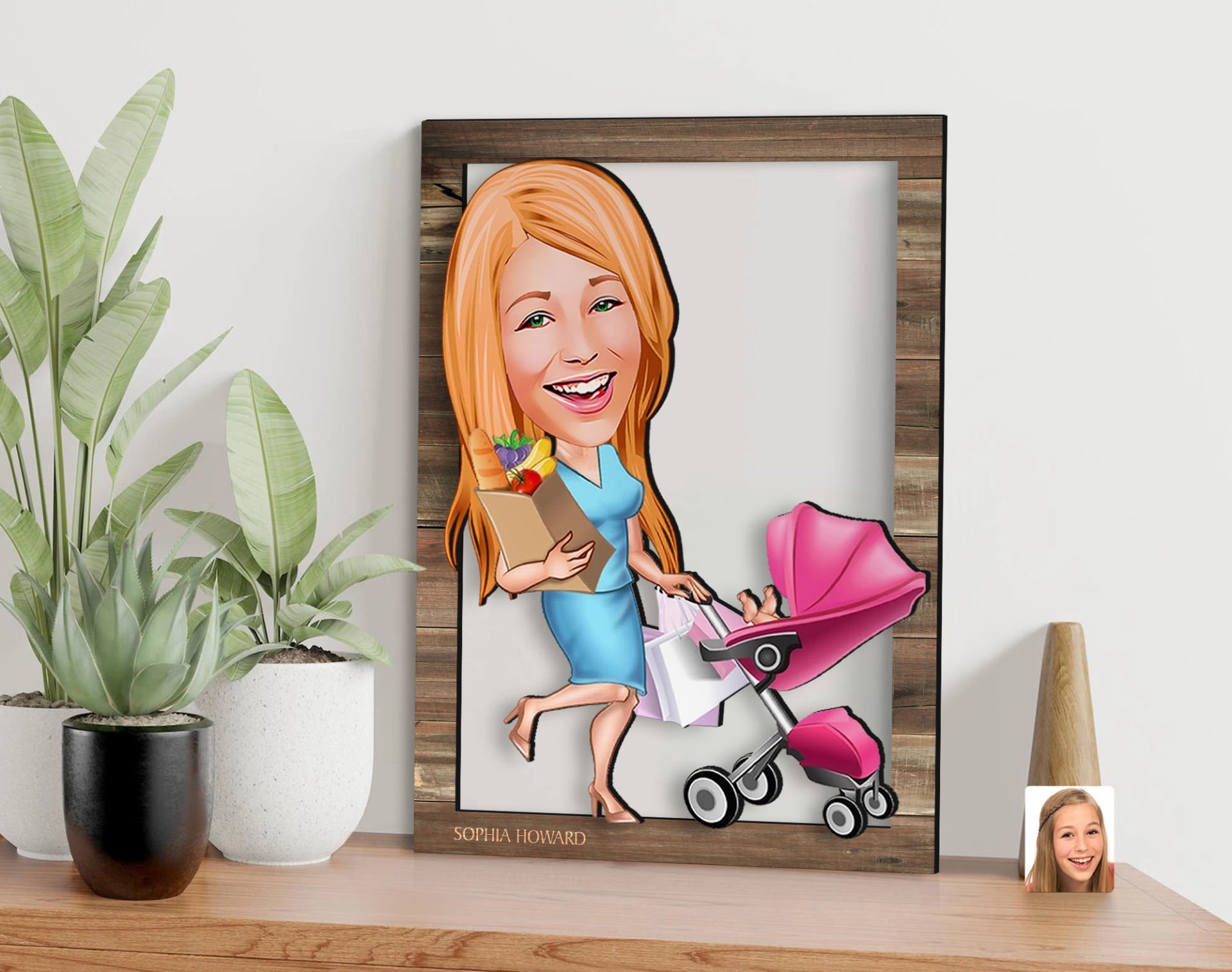 BK Gift Kişiye Özel Ev Hanımı Karikatürlü 3D Ahşap Tablo, Sevgiliye Hediye, Arkadaşa Hediye, Yıl Dönümü Hediyesi, Doğum Günü Hediyesi-1
