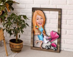 BK Gift Kişiye Özel Ev Hanımı Karikatürlü 3D Ahşap Tablo, Sevgiliye Hediye, Arkadaşa Hediye, Yıl Dönümü Hediyesi, Doğum Günü Hediyesi-1