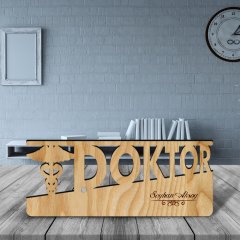 Kişiye Özel Mesleki Doktor Ahşap Masa İsimliği (Model E20)