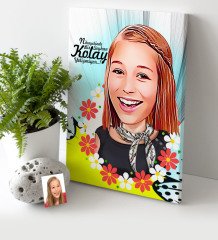 Kişiye Özel Bayan Karikatür Kanvas Tablo (30 x 50 cm.) 9
