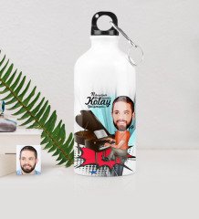 Kişiye Özel Bay Piyanist Karikatürlü Metal Suluk (500 ml.) 1