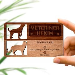 Kişiye Özel Mesleki Veteriner Hekim Ahşap Kartvizit (Model 2-6) 50 ADET