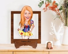 Kişiye Özel Kadın Karikatürlü Ahşap Standlı 3D Biblo-1