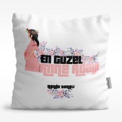 Kişiye Özel En Güzel Anne Adayı Tasarımlı Beyaz Saten Yastık - 2