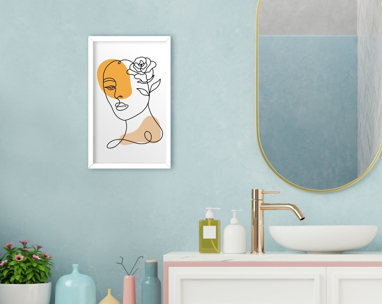 BK Home Banyo Dekoratif Ahşap Beyaz Çerçeveli Tablo-5