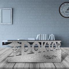 Kişiye Özel Mesleki Doktor Ahşap Masa İsimliği (Model E21)