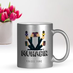 Kişiye Özel Mesleki Muhabir Gümüş Yaldızlı Kupa Bardak