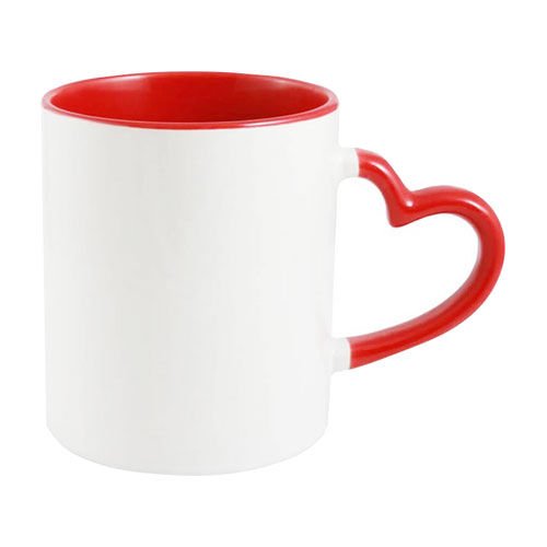 Sublimasyon Sapı ve İçi Kırmızı Kalpli Kupa - Kutulu