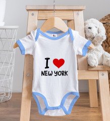 BK Kids I Love Şehir Serisi Mavi Bebek Body Zıbın - Model 1