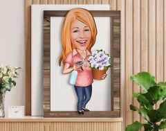 BK Gift Kişiye Özel Ev Hanımı Karikatürlü 3D Ahşap Tablo, Sevgiliye Hediye, Arkadaşa Hediye, Yıl Dönümü Hediyesi, Doğum Günü Hediyesi-2