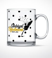 Kişiye Özel Edebiyat Öğretmeni Cam Kupa Bardak - 2