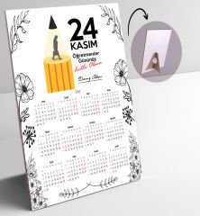 BK Gift Kişiye Özel İsimli Öğretmenler Günü Tasarımlı Defter Tükenmez Kalem ve Masaüstü 2024 Takvim Hediye Seti - 11, Öğretmene Hediye, Öğretmenler Günü