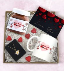 BK Gift Sevgiliye Özel Hediye Seti-4, Sevgililer Günü Hediyesi, Yıl Dönümü Hediyesi, Nutella 400gr., Doğum Günü Hediyesi