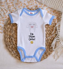 BK Kids İlk Diş Tasarımlı Mavi Bebek Body Zıbın-1