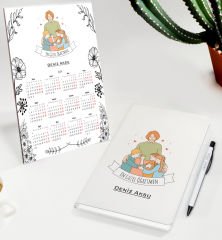 BK Gift Kişiye Özel İsimli Öğretmenler Günü Tasarımlı Defter Tükenmez Kalem ve Masaüstü 2024 Takvim Hediye Seti - 12, Öğretmene Hediye, Öğretmenler Günü