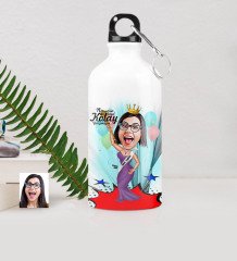 Kişiye Özel Bayan Güzellik Kraliçesi Karikatürlü Metal Suluk (500 ml.) 1